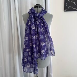 The Limited Sheer Purse Print Scarf Lightweight Wrap One Size Blue